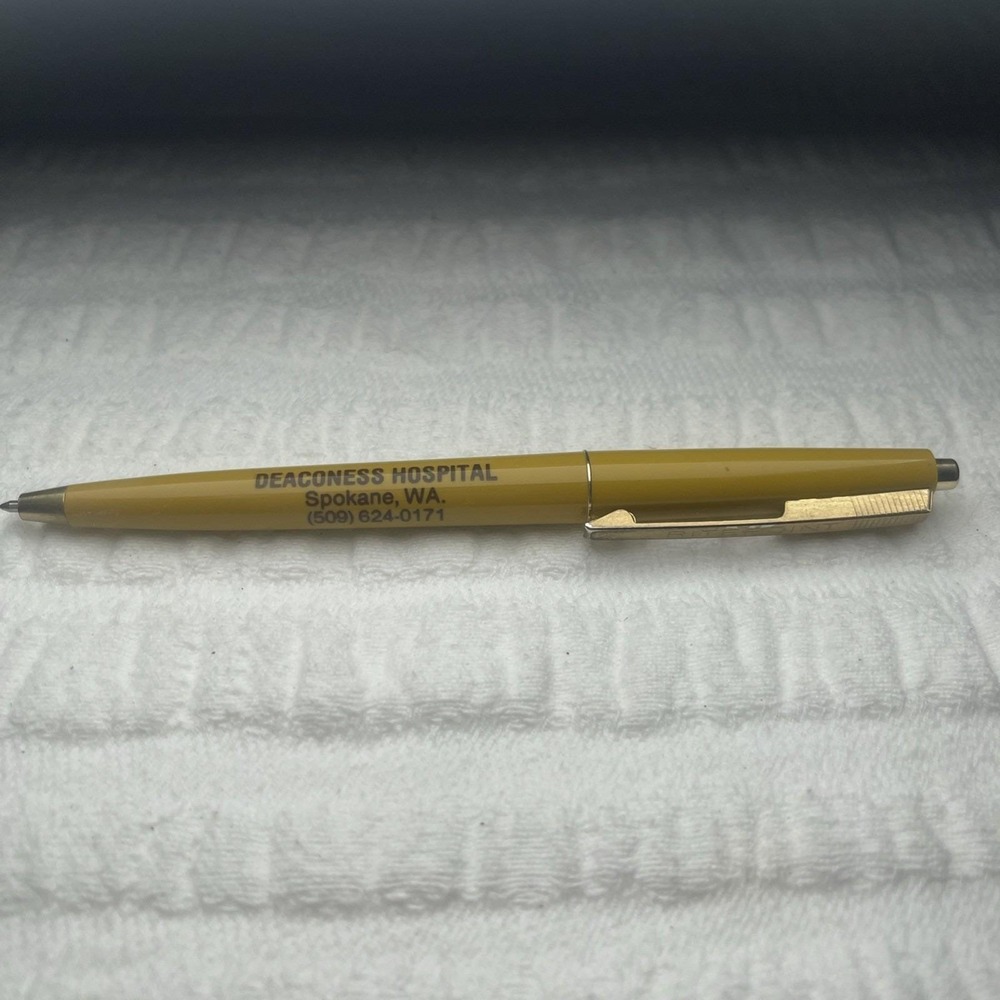 Vintage Deaconess Hospital Ritepoint Pen Advertisement Gold